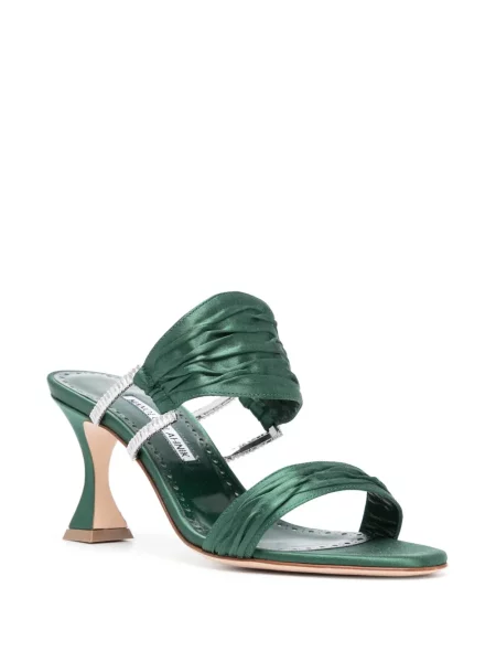 Mulės Manolo Blahnik su kristalais žalia