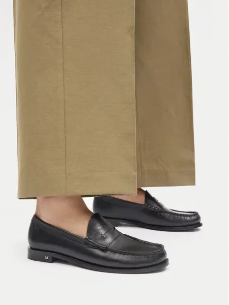 Max Mara mokasyny skórzane BOYMOC na płaskim czarny