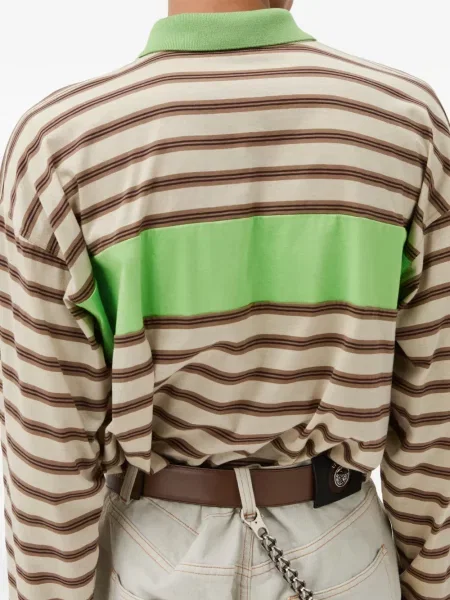 Tricou polo Versace cu dungi cu autograf