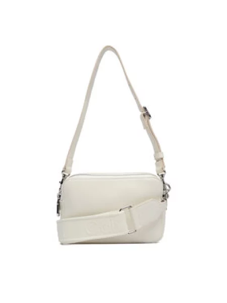 Ročna torba Calvin Klein Webbing Double Strap Camera Bag bela