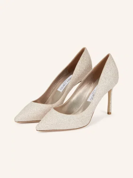 Jimmy Choo Czółenka Romy 85 gold biała