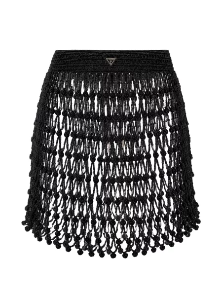 Fustă Guess cu franjuri tricotate negru