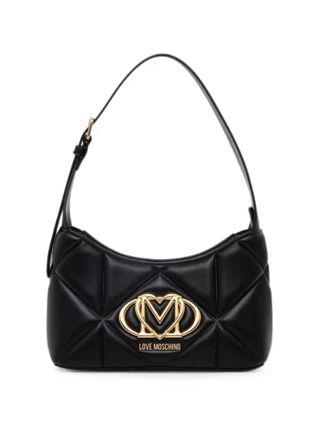 Matlasat geantă shopper Love Moschino cu autograf negru