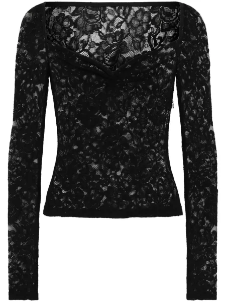 Top Dolce & Gabbana cu model floral din dantelă negru