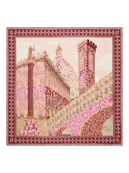 Pantaloni Ferragamo de mătase cu imagine roșu