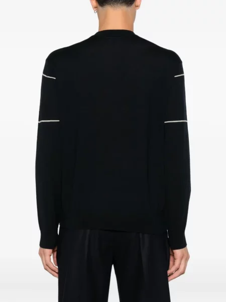 Pulover Emporio Armani de lână cu dungi albastru