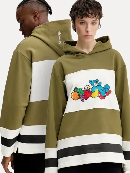 Суичър с качулка Inbetweeners с качулка с принт зелено