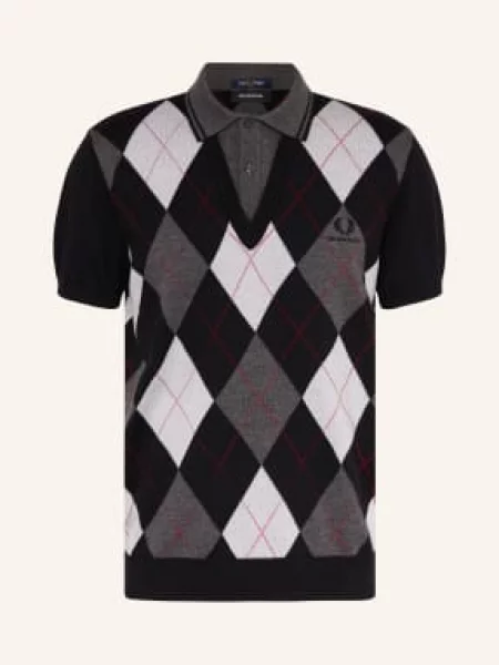 Fred Perry Pletené Polo Tričko / šedá / červená černá
