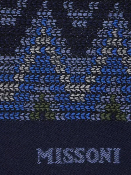 Πλεκτός κασκόλ Missoni με κρόσσια μπλε