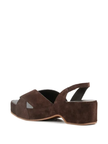 Sandale Del Carlo din piele de căprioară slingback maro