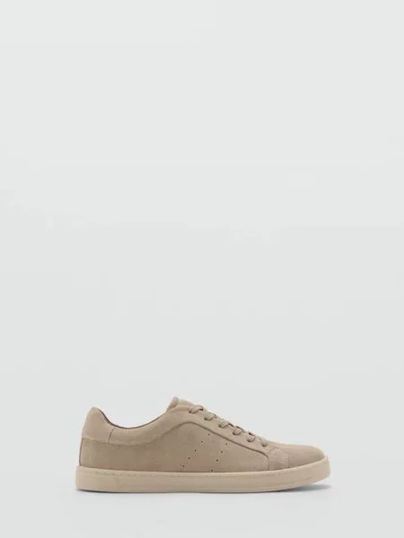Buty sportowe ze skóry dwoiny piaskowy Mężczyzna 44 MANGO MAN