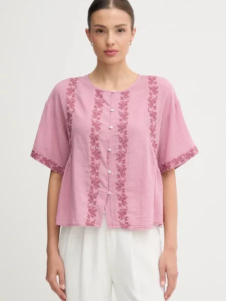 Hoss Intropia cămașă din cu guler clasic relaxed roz