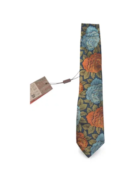 Cravată Etro cu model floral din jacard albastru