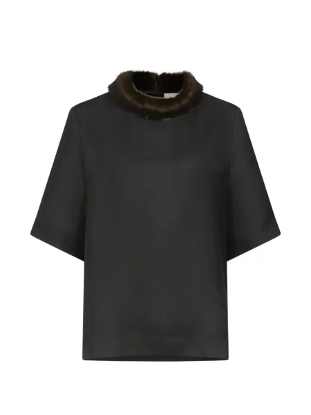 Garnitură de blană bluză Loulou De Saison cu blană negru