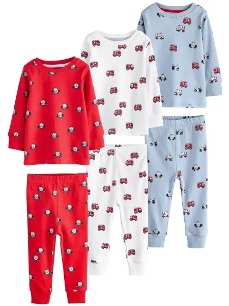 Next Pijamale albastru deschis / mov zmeură / roșu / natural alb