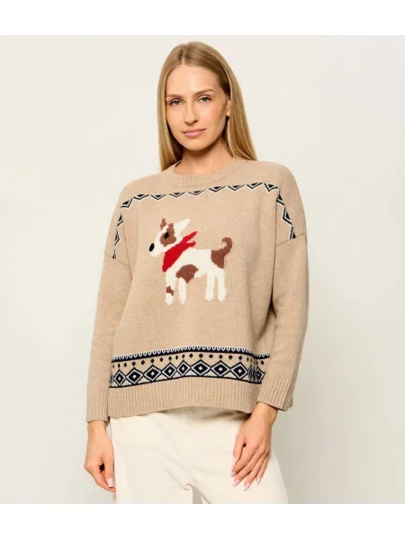 Weekend MaxMara Gyapjú kötött pulóver Wkdpavidi | Relaxed fit bézs