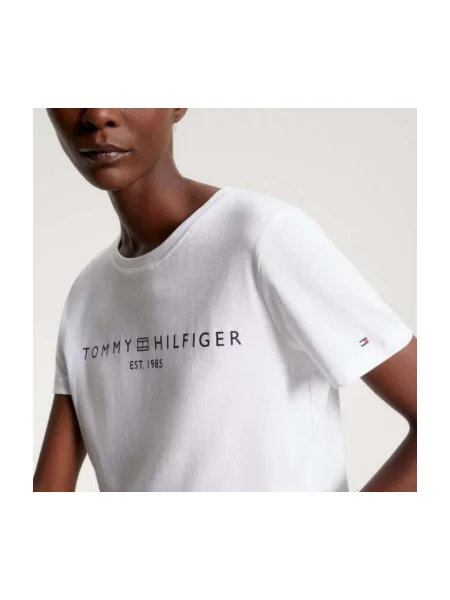 Tricou Tommy Hilfiger cu autograf alb