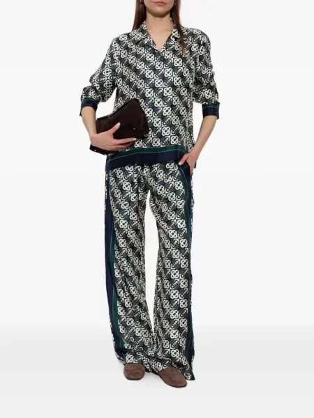 Pantaloni Casablanca de mătase cu imagine verde