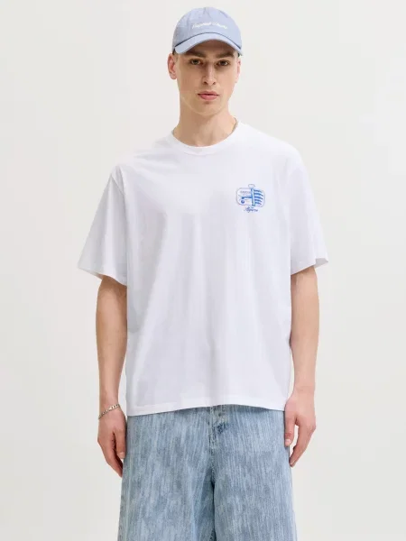 JACK & JONES Tricou JORVACATION albastru alb