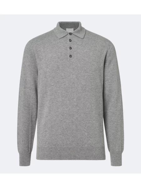 Tricou polo Allude din cașmir gri