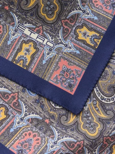 Fular Etro cu imagine cu model paisley albastru