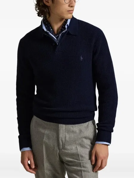Șapcă Polo Ralph Lauren cu decolteu în V cu autograf în carouri albastru