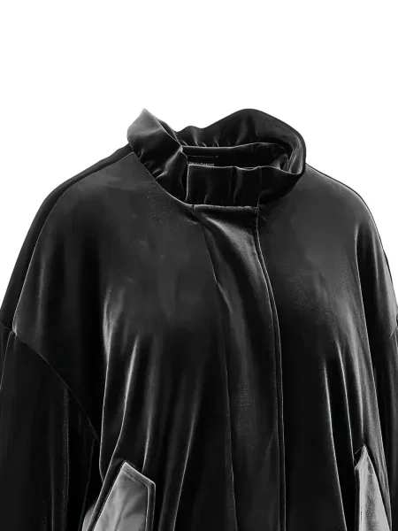 Βελούδινος με κολάρο μπουφάν Emporio Armani με βολάν μαύρο