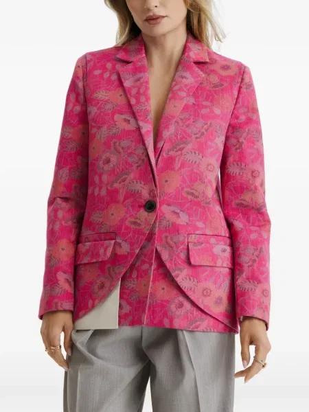 Geacă Cuanna cu model floral din jacard roz