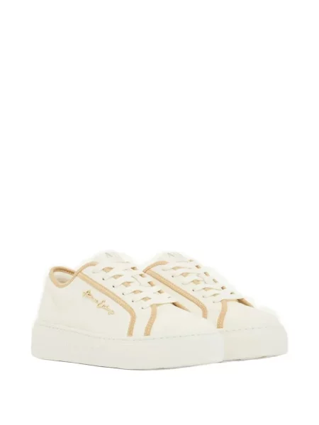 Fűzős csipkés sneaker Armani Exchange autogrammal fehér
