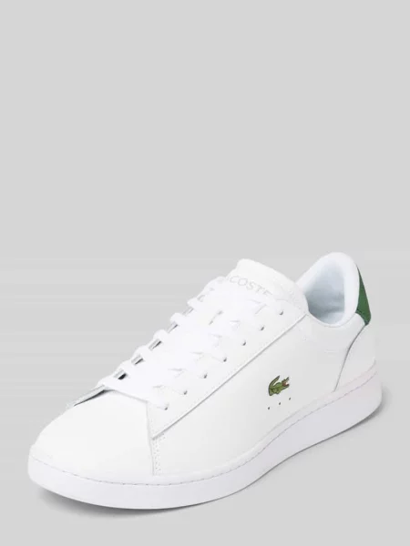 Sneakersy niskie ze skóry naturalnej Lacoste białe