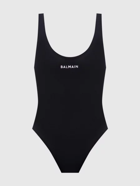 Купальник з принтом логотипа Balmain чорний