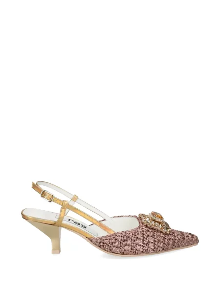 Pantofi cu toc Ras cu model floral slingback roz