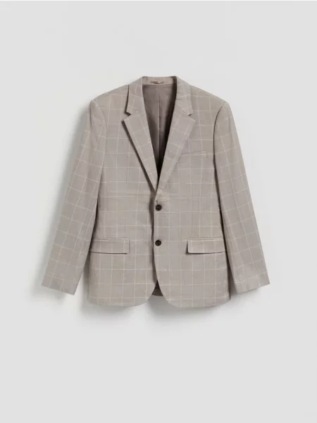 Reserved Slim fit blejzer s prímesou viskózy kávová