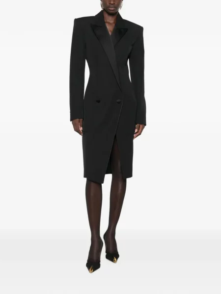 Rochie midi Balmain cu două rânduri de nasturi negru