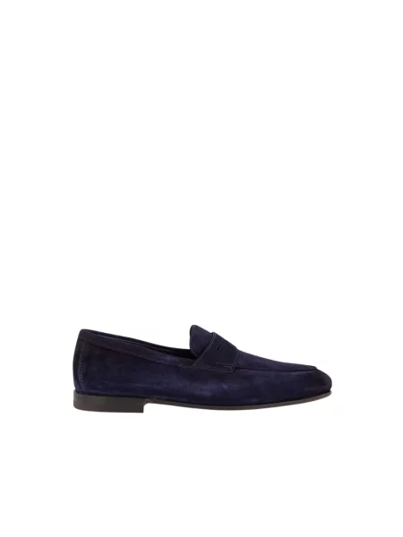 Półbuty Santoni zamszowe eleganckie niebieskie