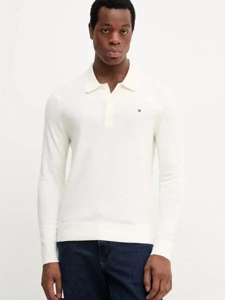 Пуловер с кашмир Tommy Hilfiger тъмносиньо от лека материя бежово