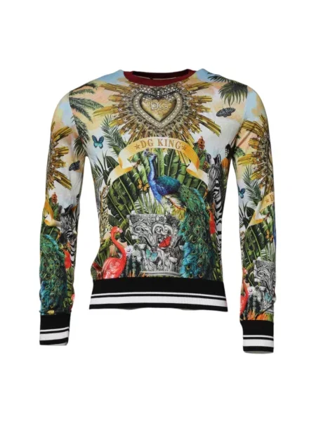 Jedwabny sweter Dolce And Gabbana z nadrukiem