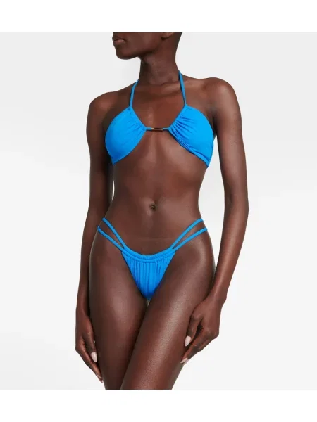 Bikini Melissa Odabash cu gât halter albastru