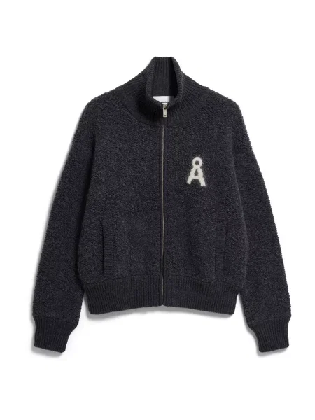 ARMEDANGELS Geacă tricotată ICONIC Å GWENAA negru amestecat alb