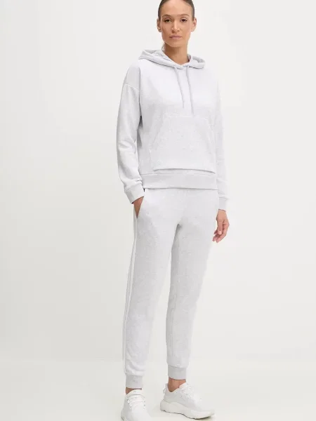 Кофта adidas Essentials Small Logo Feel Cozy Hoodie з капюшоном меланж сірий