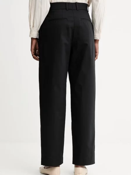 Calvin Klein nadrág magas derekú széles fekete