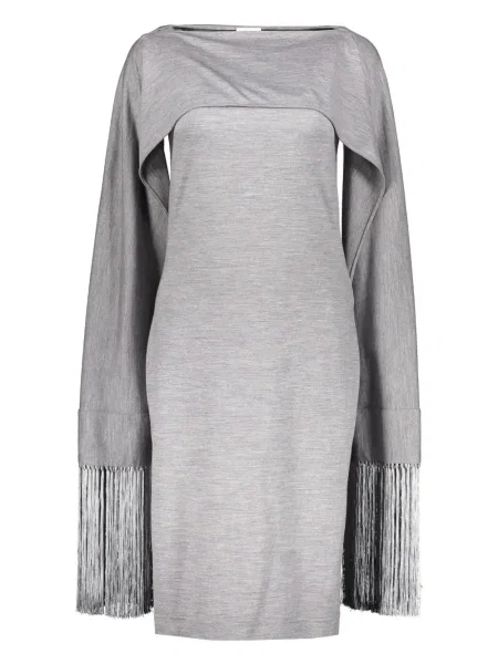 Mała sukienka mini Burberry z frędzli garniturowa szara
