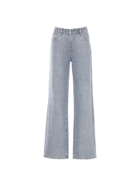 Jeansy Self-portrait skórzane niebieskie