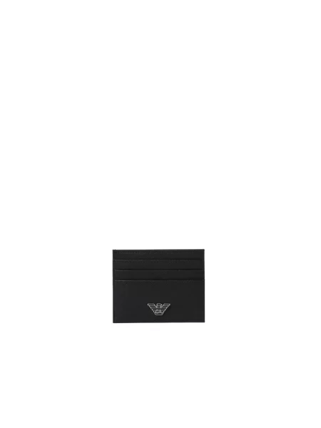 Portfel Emporio Armani skórzany z logo czarny
