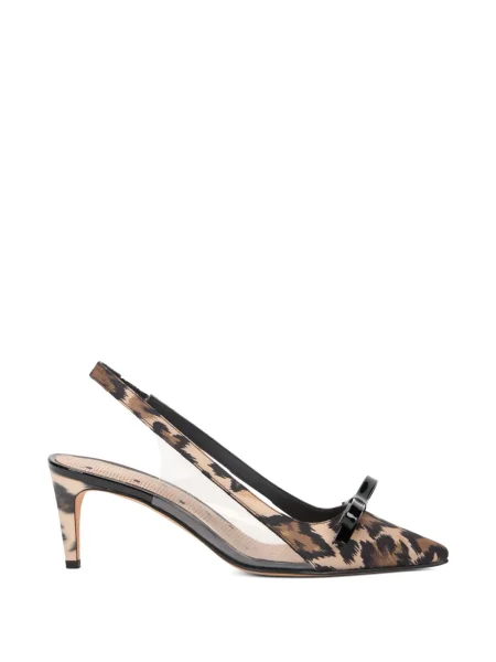 Pantofi cu toc Red(v) cu funde cu imprimeu animal print alb