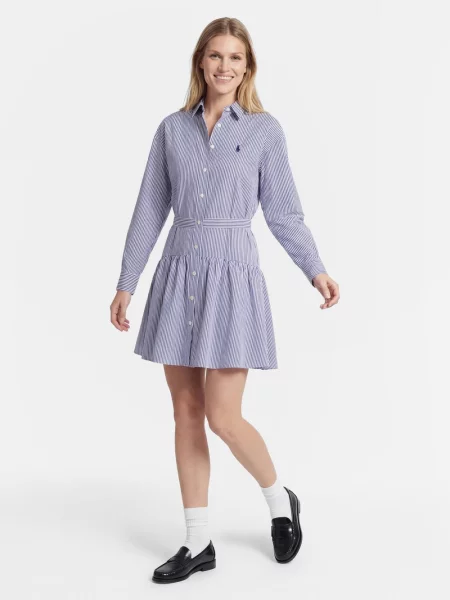 Wielobarwność sukienka koszulowa Polo Ralph Lauren w paski niebieska