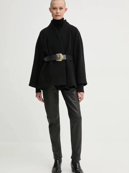 Вовняний светр AERON легкий гольф чорний