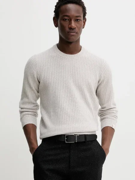 Кашмирен пуловер Rag & Bone мъжки сиво бежово