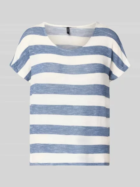 T-shirt z mieszanki w kroju regular fit model WIDE STRIPE' Vero Moda niebieska
