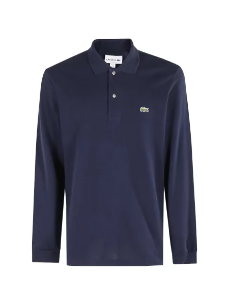 Lung tricou polo Lacoste cu autograf albastru
